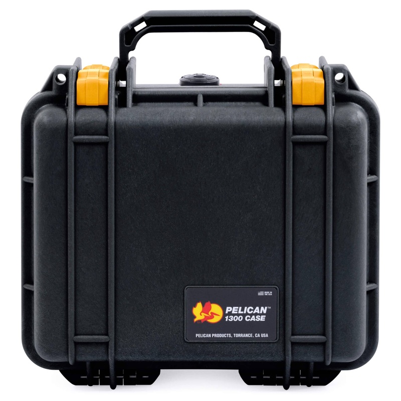 Pelican 1300 Case, Black with Yellow Latches