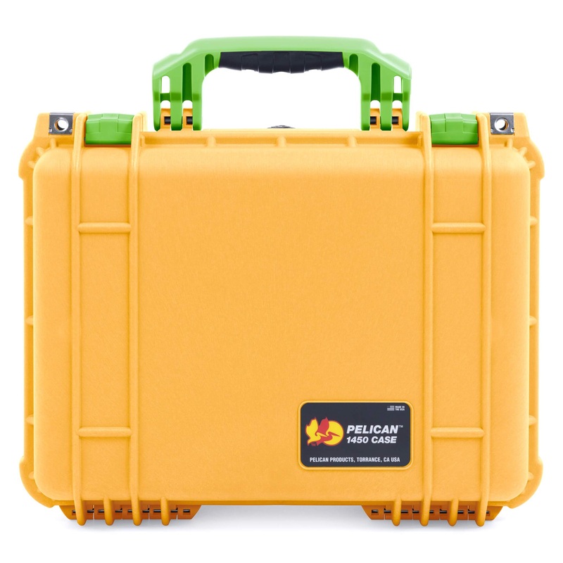 Pelican 1450 Case, Yellow with Lime Green Handle & Latches