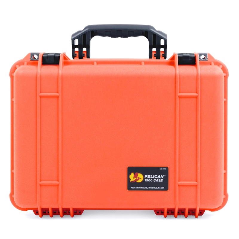 Pelican 1500 Case, Orange with Black Handle & Latches