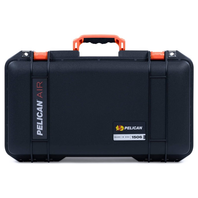 Pelican 1506 Air Case, Black with Orange Handles & Latches