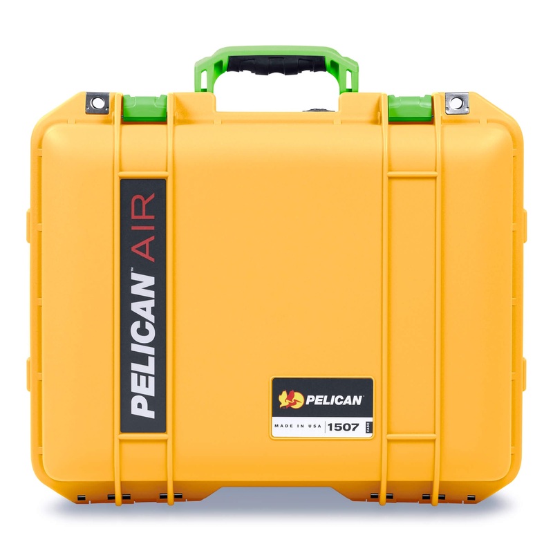 Pelican 1507 Air Case, Yellow with Lime Green Handle & Latches