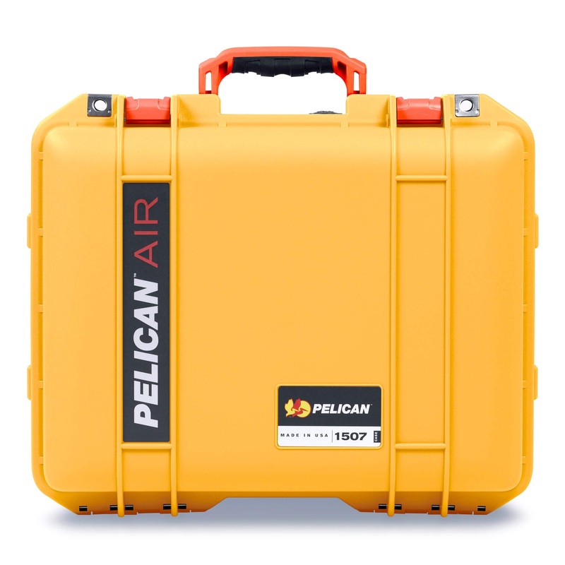 Pelican 1507 Air Case, Yellow with Orange Handle & Latches