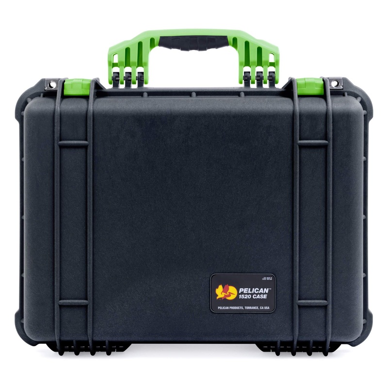 Pelican 1520 Case, Black with Lime Green Handle & Latches