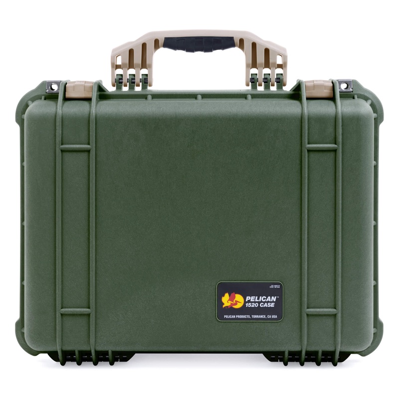 Pelican 1520 Case, OD Green with Desert Tan Handle & Latches