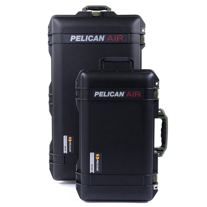 Pelican 1535 & 1615 Air Case Bundle, Black with OD Green Handles & Latches