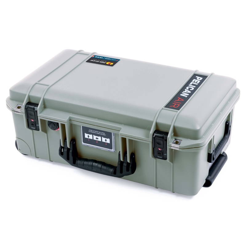 Pelican 1535 Air Case, Sage with Black Handles & TSA Locking Latches