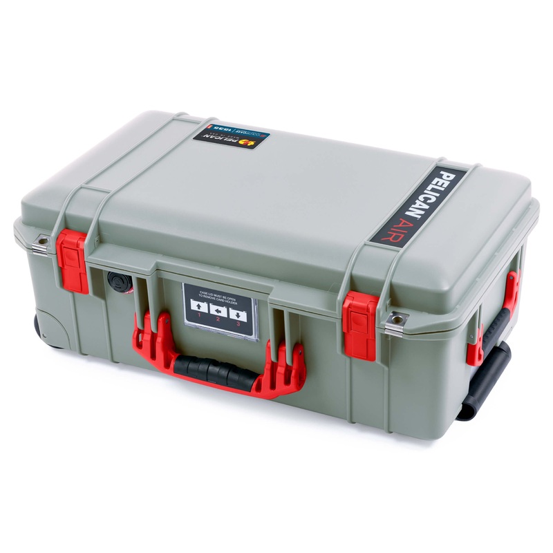 Pelican 1535 Air Case, Sage with Red Handles & Latches