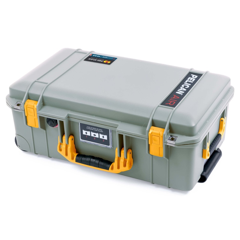 Pelican 1535 Air Case, Sage with Yellow Handles & Latches