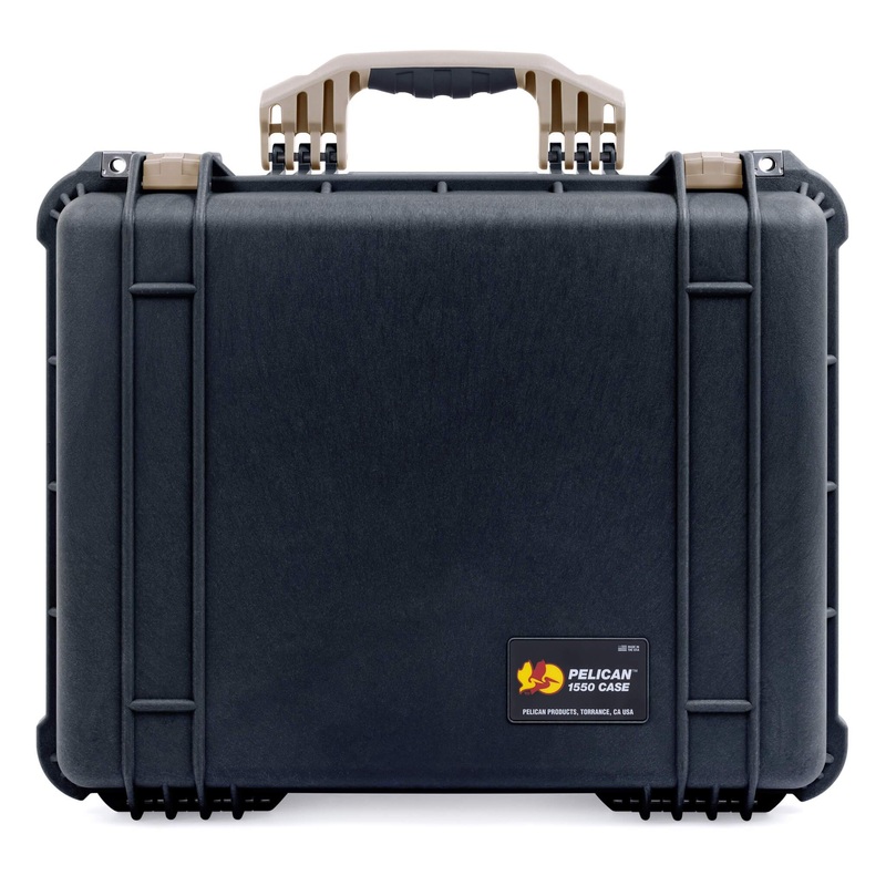 Pelican 1550 Case, Black with Desert Tan Handle & Latches