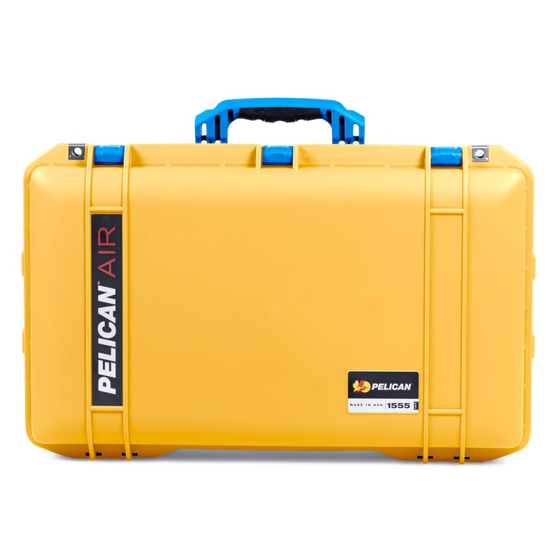 Pelican 1555 Air Case, Yellow with Blue Handle & Latches