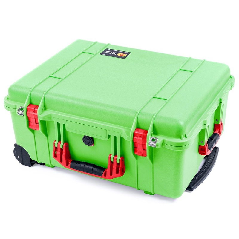 Pelican 1560 Case, Lime Green with Red Handles & Latches