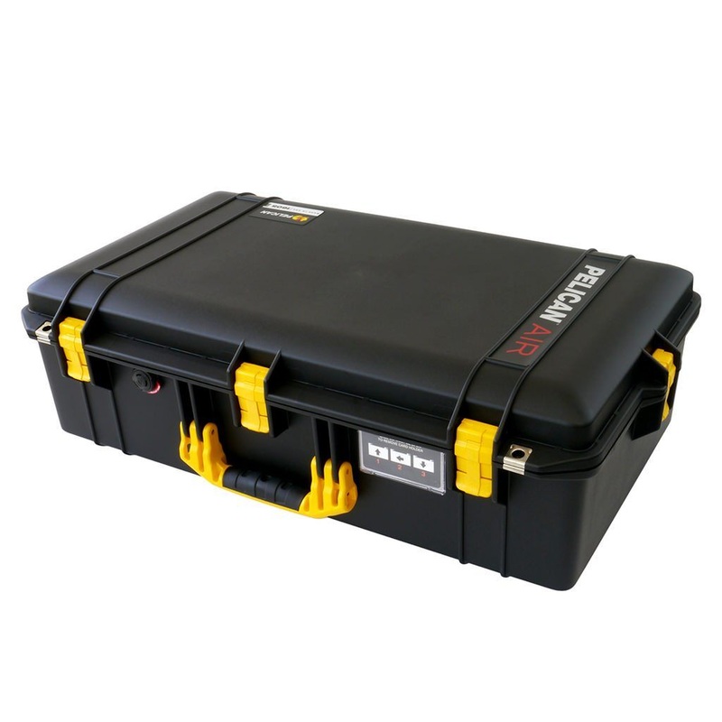 Pelican 1605 Air Case, Black with Yellow Handle & Latches