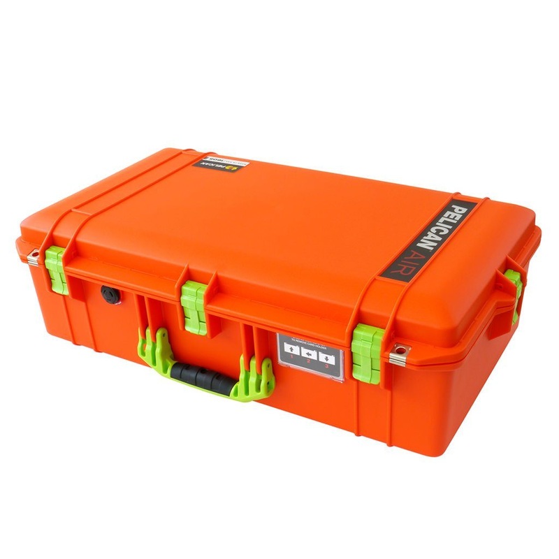 Pelican 1605 Air Case, Orange with Lime Green Handle & Latches