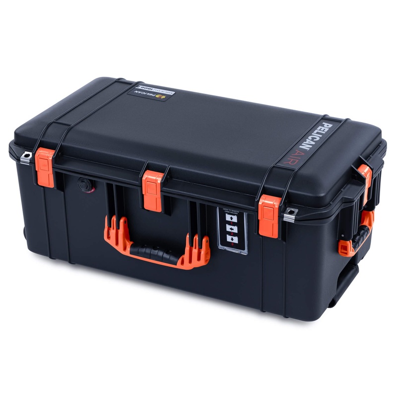 Pelican 1606 Air Case, Black with Orange Handles & Latches