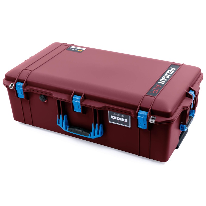 Pelican 1615 Air Case, Oxblood with Blue Handles & Latches