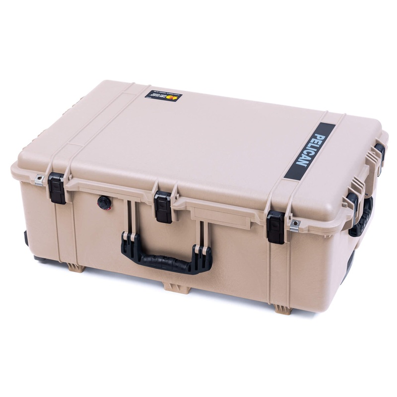 Pelican 1650 Case, Desert Tan with Black Handles & Push-Button Latches