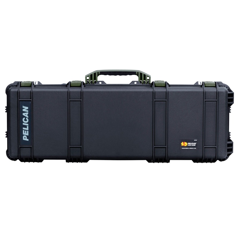 Pelican 1720 Protector Long Case, Black with OD Green Handles & Latches (Gen2)