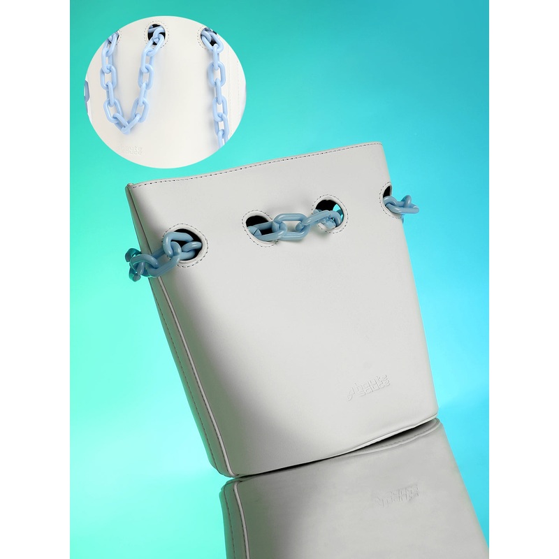 The Block-A-Chain Bucket Bag - Daisy White