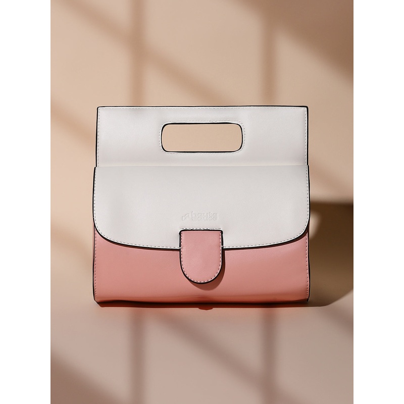 The Envelope Hand Bag - Flamingo Pink & Ivory White