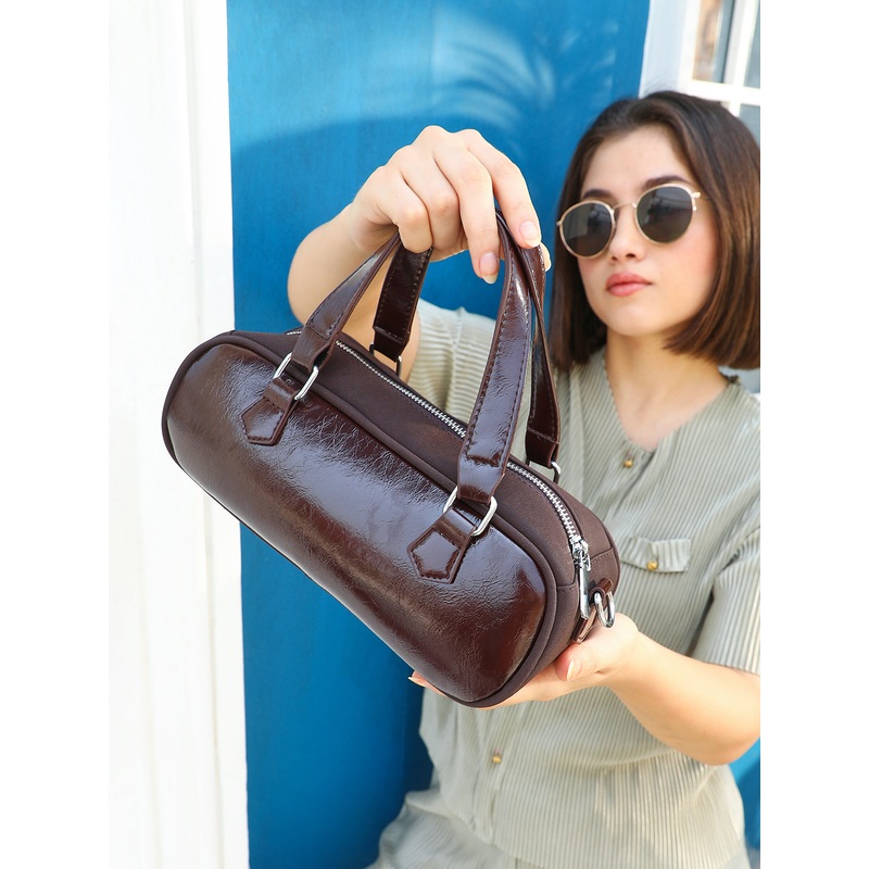 The Small Retro Bowling Bag - Coffee Brown