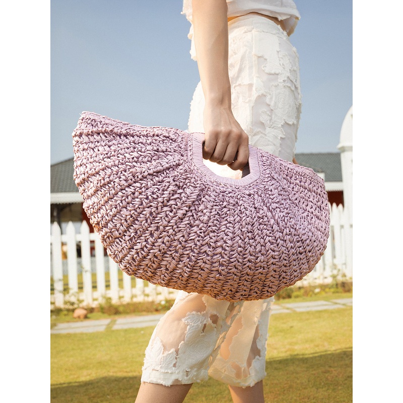 The Sol-Straw Hand Bag - Lilac