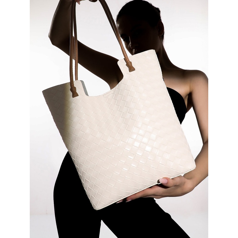 The Weave Tote Bag - Ivory White