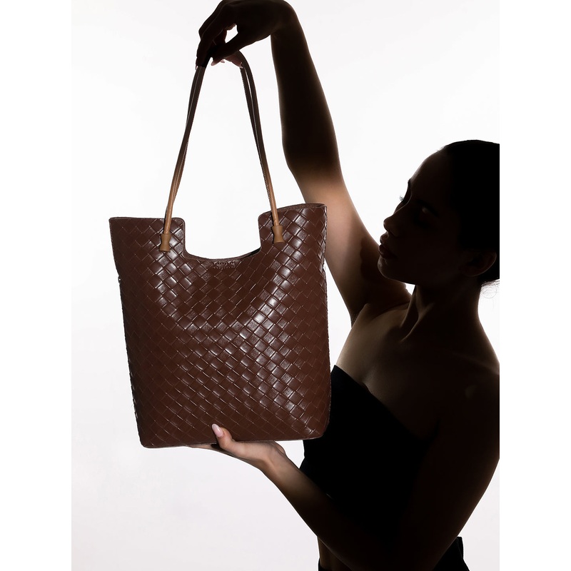 The Weave Tote Bag - Mocha Brown