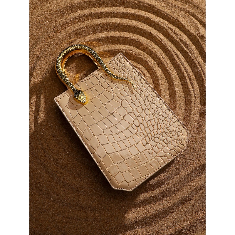 The Gilded Viper Hand Bag - Khaki Beige