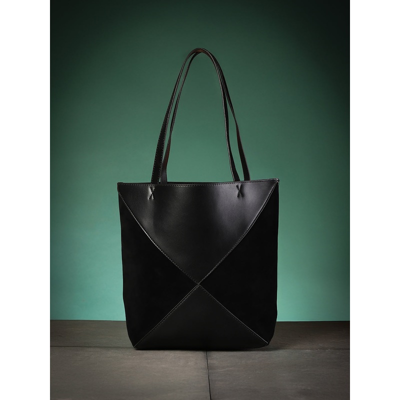 The Veloure Tote Bag With Pouch - Onyx Black