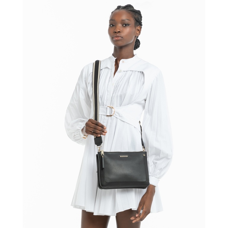 Charlotte Double Zip Crossbody Bag + Stripe Bag Strap