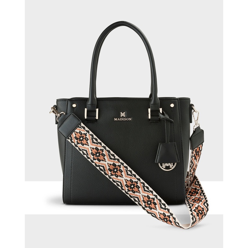 Angie Medium 3 Compartment Satchel Bag + Aztec Bag Strap
