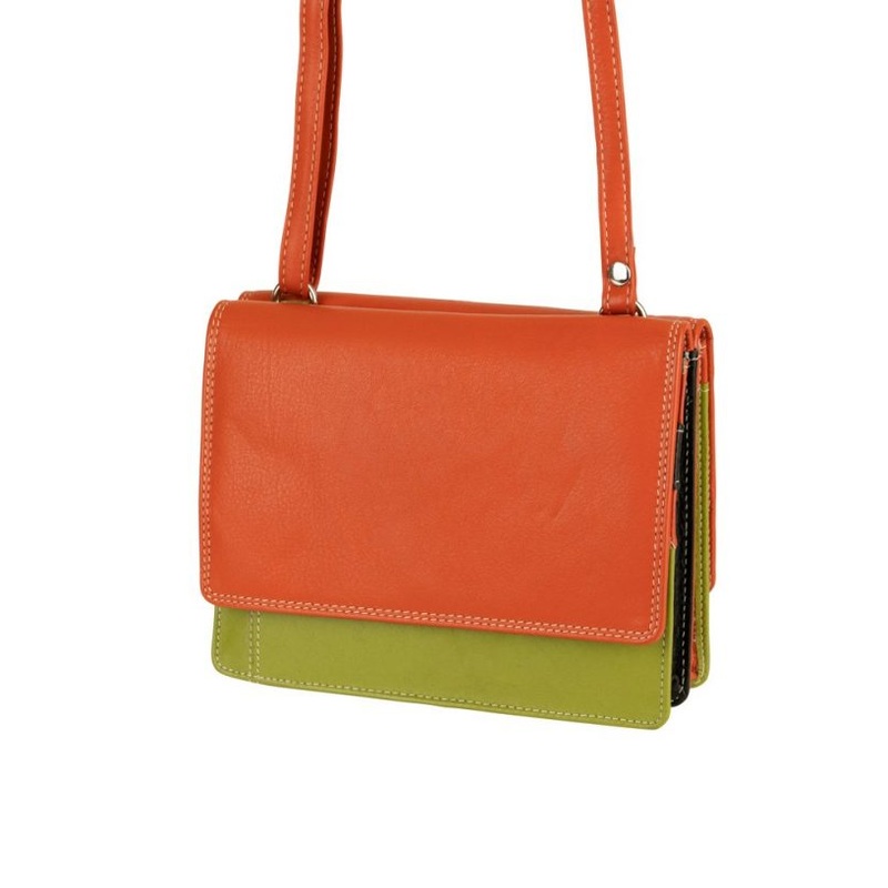 Franco Bonini 19-070 Orange/Multi leather 2 sided oraganiser handbag
