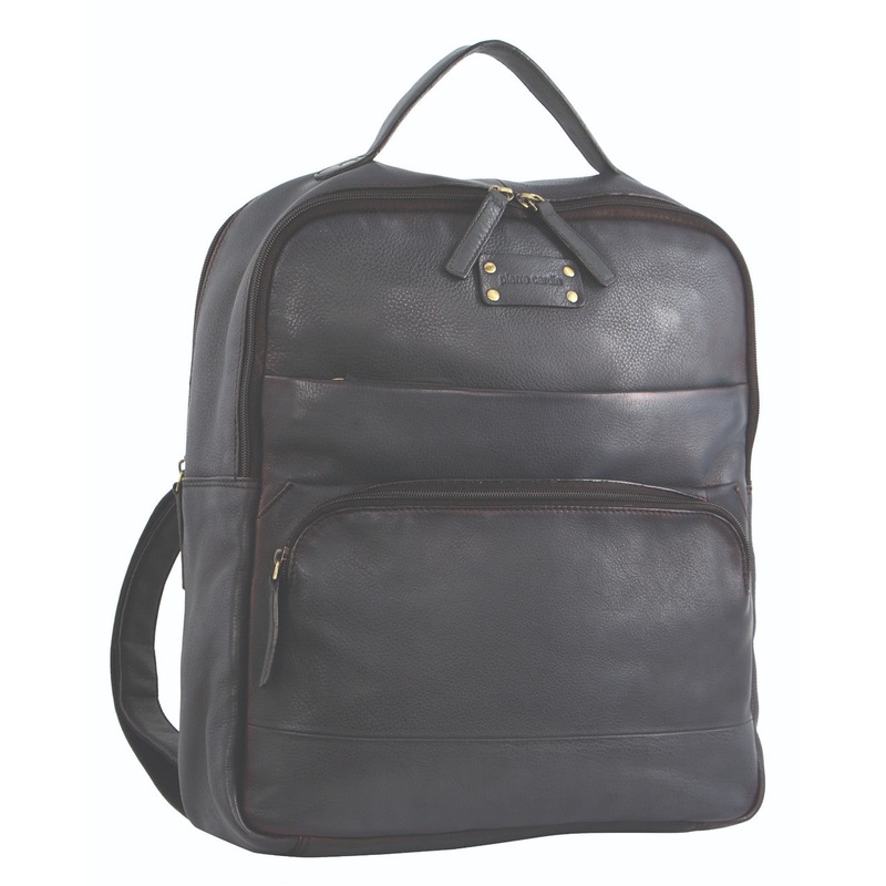 PIERRE CARDIN PC2808 Black RUSTIC LEATHER LARGE BACKPACK