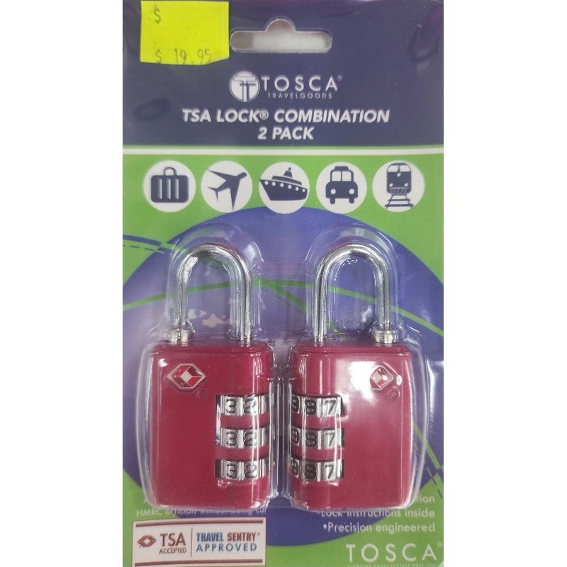 Tosca - TCA051 2 pack TSA Combination Lock - Pink