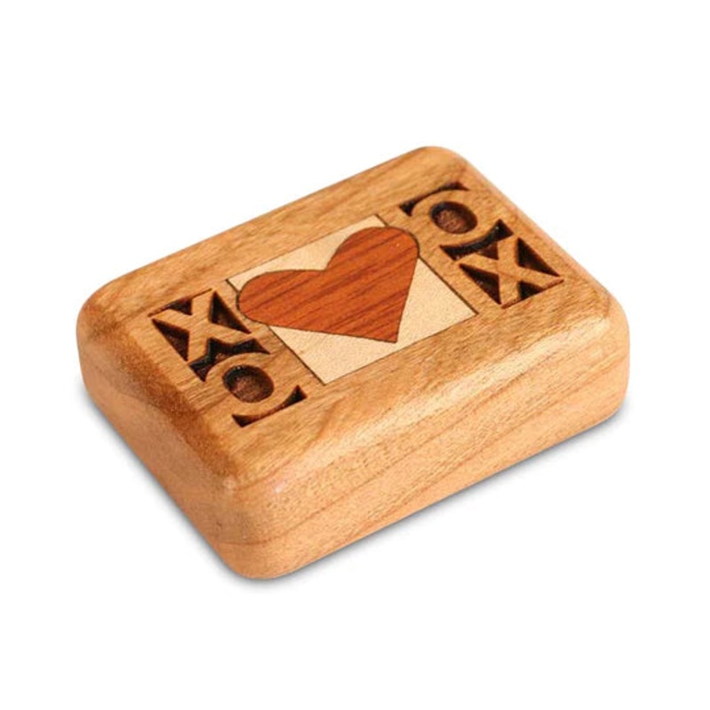 2" Flat Narrow Cherry - XOXO Marquetry Secret Box