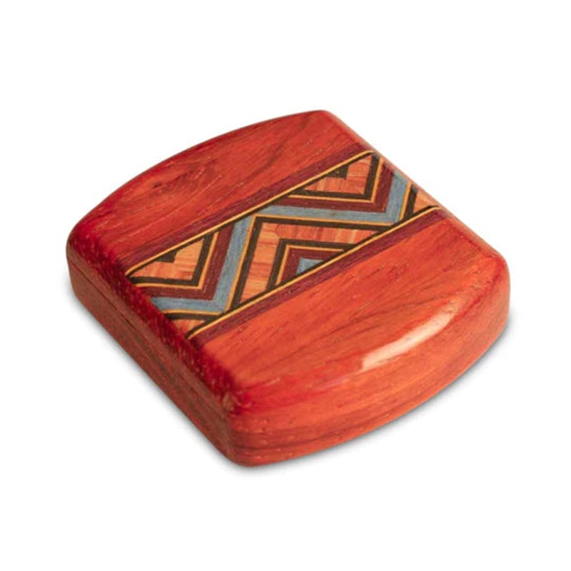 Kaleidoscope Inlay 2" Flat Wide Padauk Secret Box