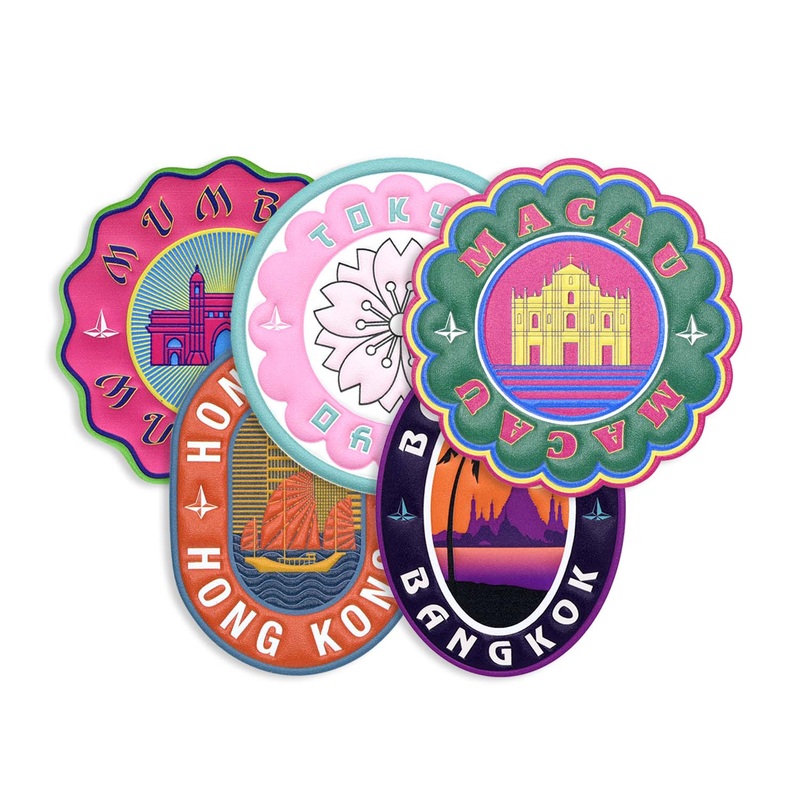 Leather Travel Stickers  Asia | 5 Sticker Set
