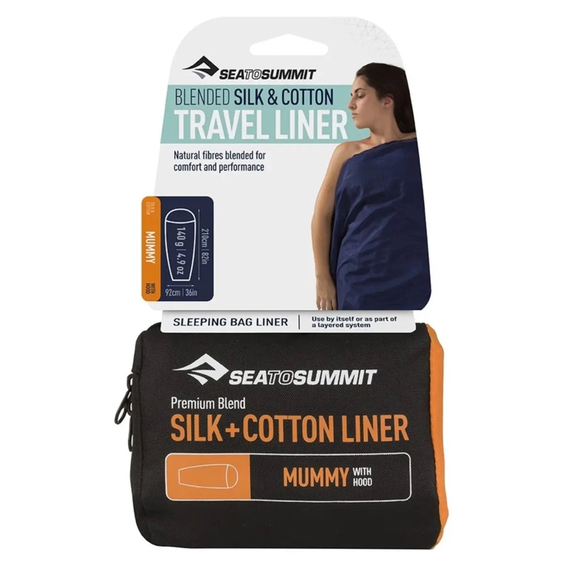 Sea to Summit Silk and Cotton Travel Sleep Liner - Mummy with Hood - Navy