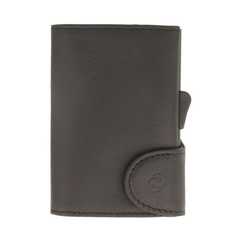 C-Secure Italian Leather Wallet With Coin Pouch (Nero D00571)