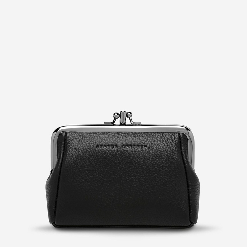 Status Anxiety Volatile Clasp Frame Leather Purse - Black