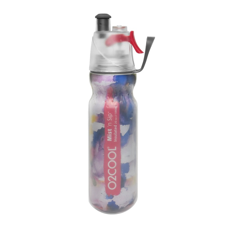 O2COOL Arctic Squeeze Mist 'N Sip Insulated Water Bottle 20oz (Watercolor C)