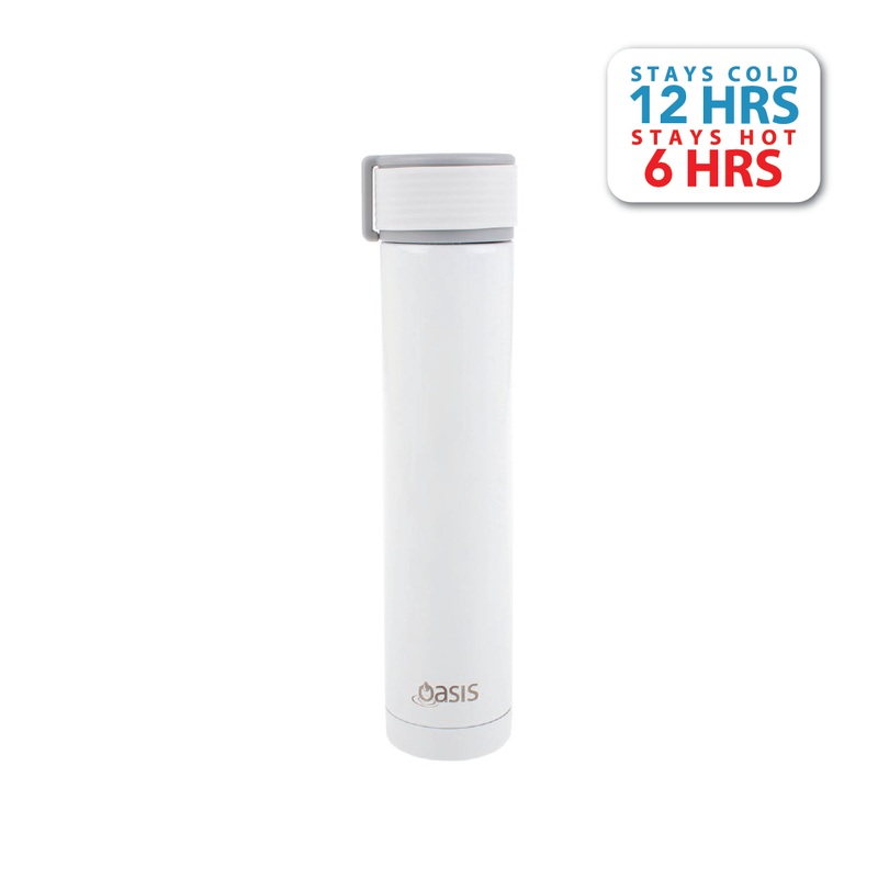 Oasis Skinny Mini Insulated Water Bottle 250ML - White