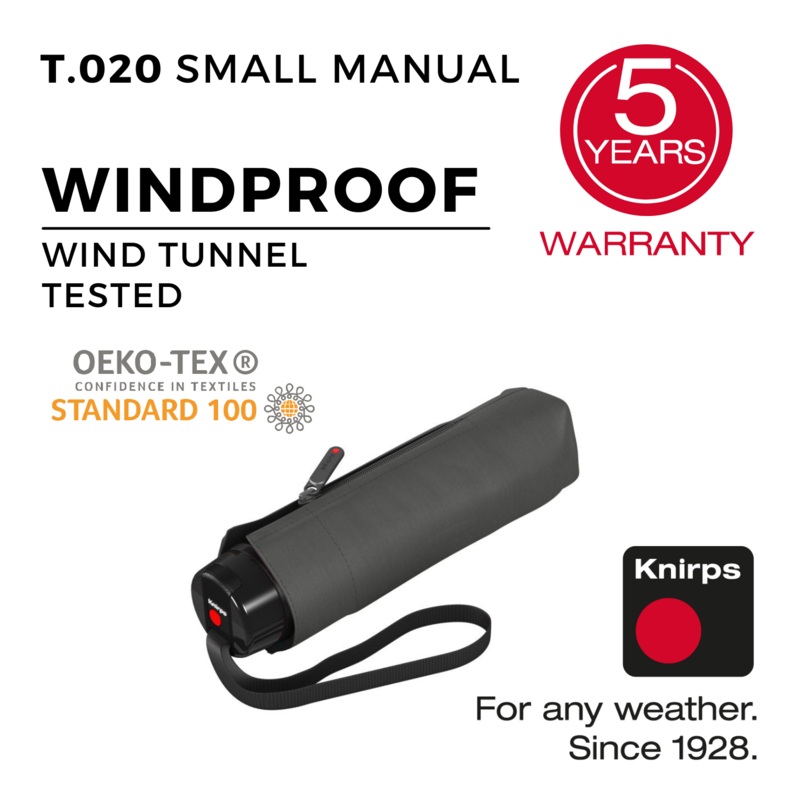 Knirps T.020 Small Manual Umbrella - Dark Grey