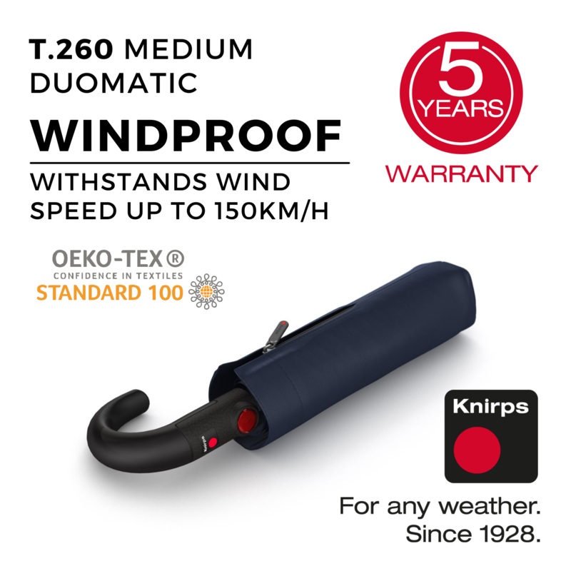 Knirps T.260 Medium Duomatic With Crock Handle Umbrella - Navy