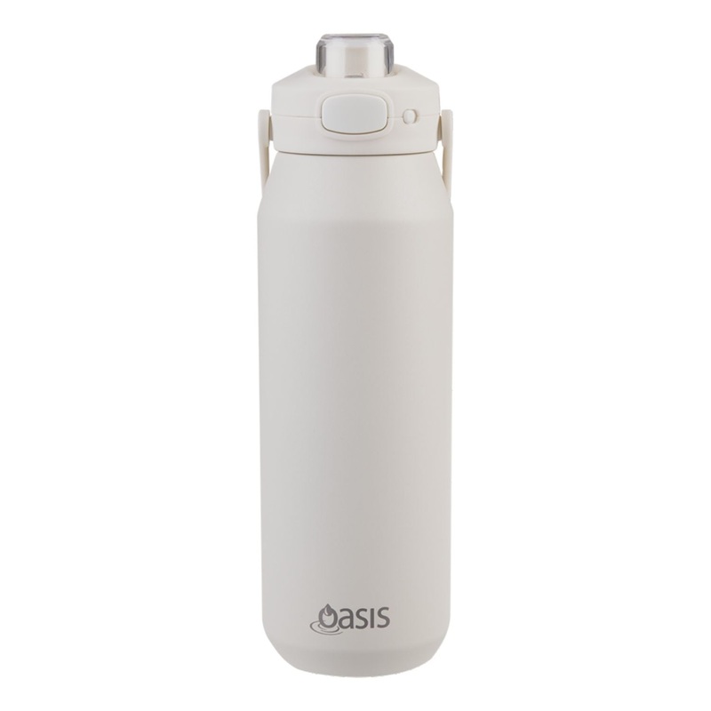 Oasis Ceramic Stainless Steel Triple Wall Capri Quick Release Drink Bottle 1L - Alabaster