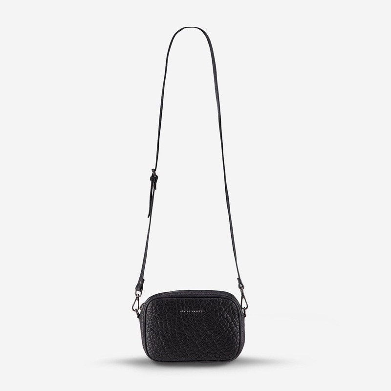 Status Anxiety Plunder Italian Leather Crossbody - Black Bubble