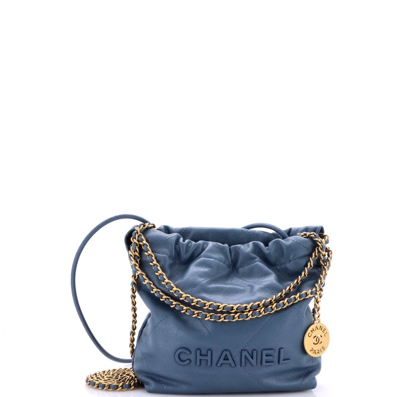 22 Chain Hobo Quilted Caviar Mini