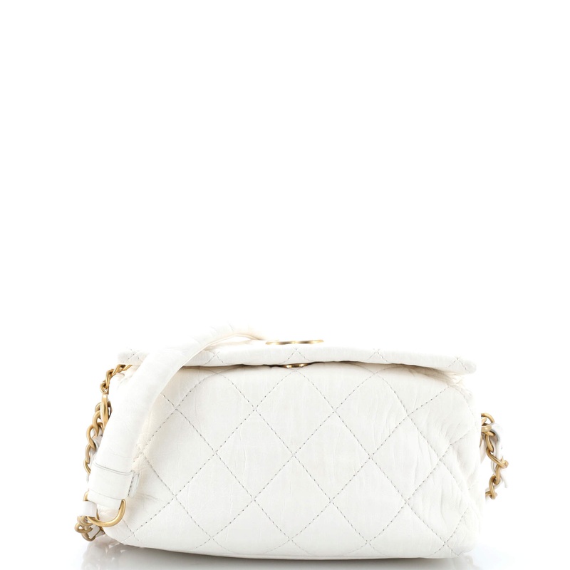 CC Links Hobo Quilted Crumpled Lambskin Small