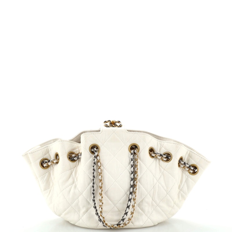 CC Turnlock Drawstring Bucket Tote Quilted Lambskin Small