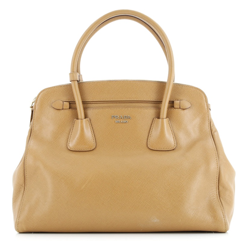 Cuir Frame Double Zip Tote Saffiano Leather Large